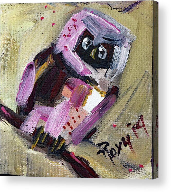 Owl Acrylic Print featuring the painting Mini Owl 2 by Roxy Rich