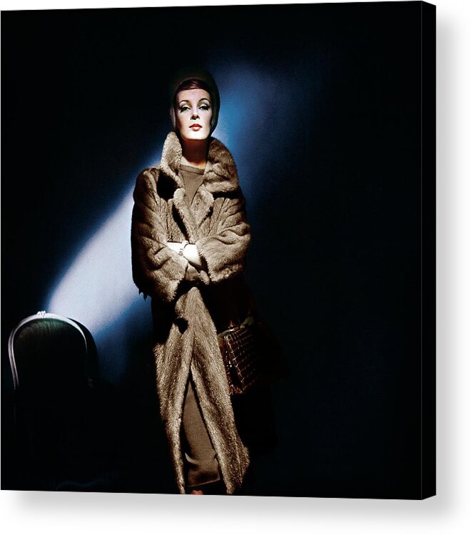 Fashion Acrylic Print featuring the photograph Model In A David Mink Coat by Horst P. Horst