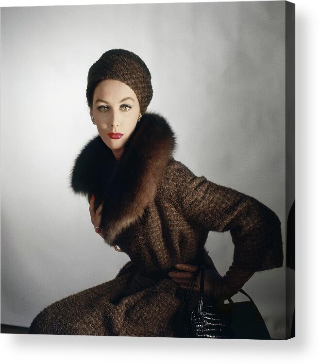 Fashion Acrylic Print featuring the photograph Model In A Jablow Coat by Horst P. Horst