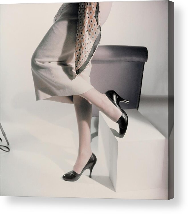 Accessories Acrylic Print featuring the photograph Model In Black Levine Pumps by Horst P. Horst