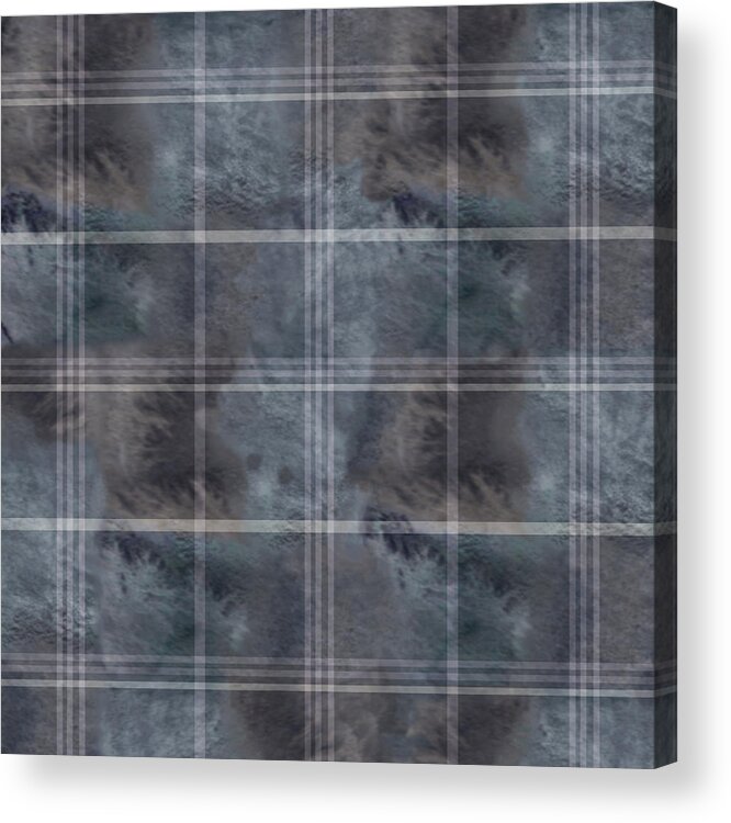 Pattern Acrylic Print featuring the digital art Moody Blue Plaid by Sand And Chi