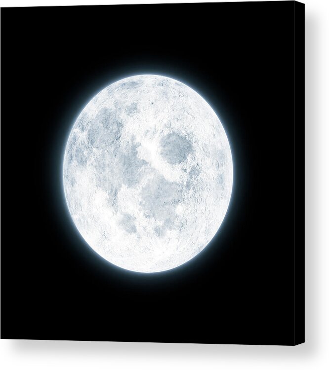 Black Background Acrylic Print featuring the photograph Moon Glowing by Brainmaster
