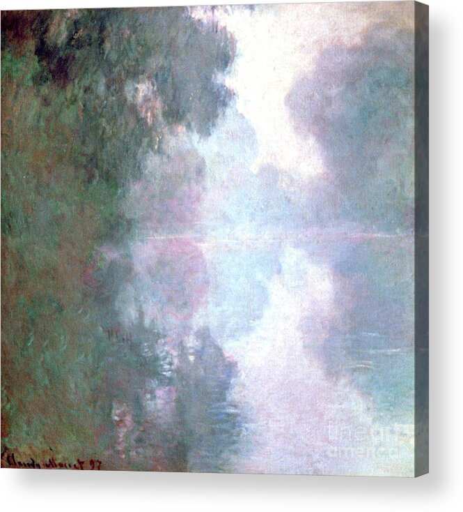 Tranquility Acrylic Print featuring the drawing Morning Mists, 1897. Artist Claude Monet by Print Collector