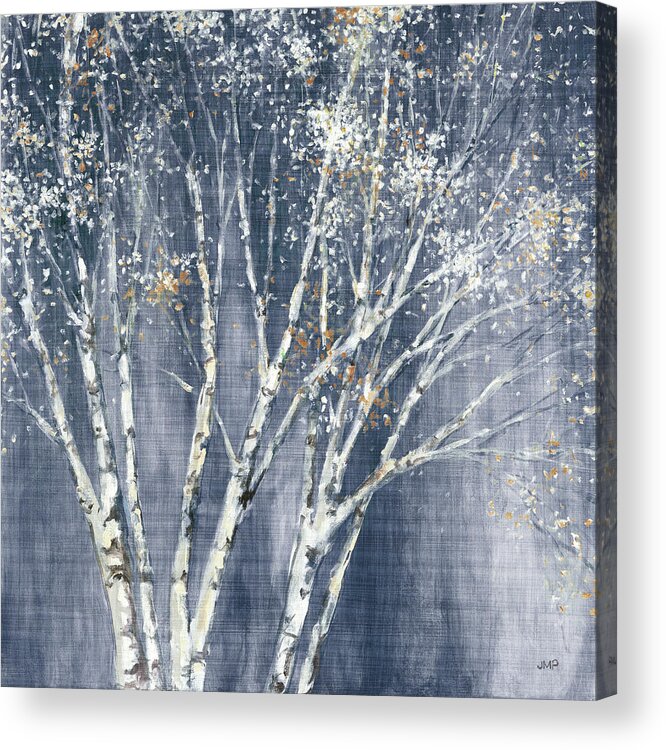 Beige Acrylic Print featuring the painting Navy Blue Birch Flipped by Julia Purinton