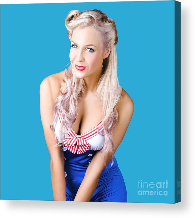 Sailor Acrylic Print featuring the photograph Navy pinup woman by Jorgo Photography