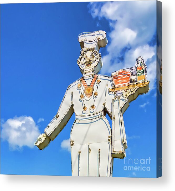 Quebec Acrylic Print featuring the photograph Neon Chef by Lenore Locken