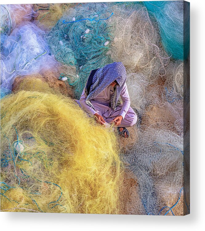 Color Acrylic Print featuring the photograph Net Weaver by Seyed Shahabeddin Montazeri