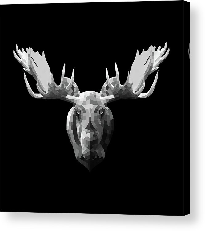Moose Acrylic Print featuring the digital art Night Moose by Naxart Studio