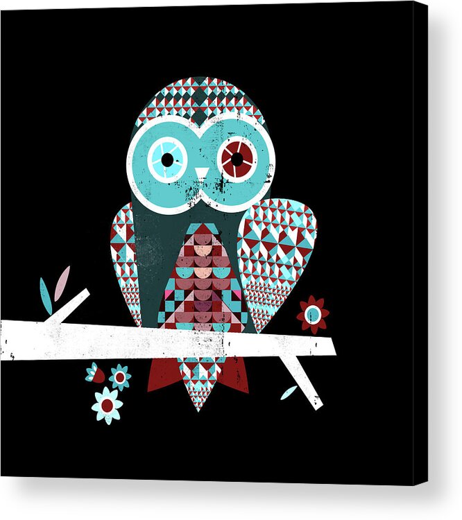 Alertness Acrylic Print featuring the digital art Night Owl by Luciano Lozano