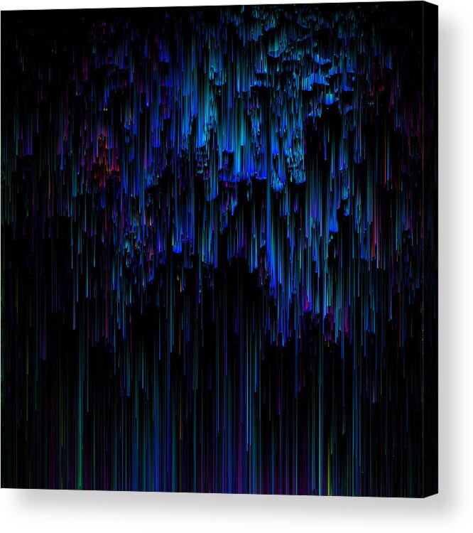 Glitch Acrylic Print featuring the digital art Night Rain by Jennifer Walsh