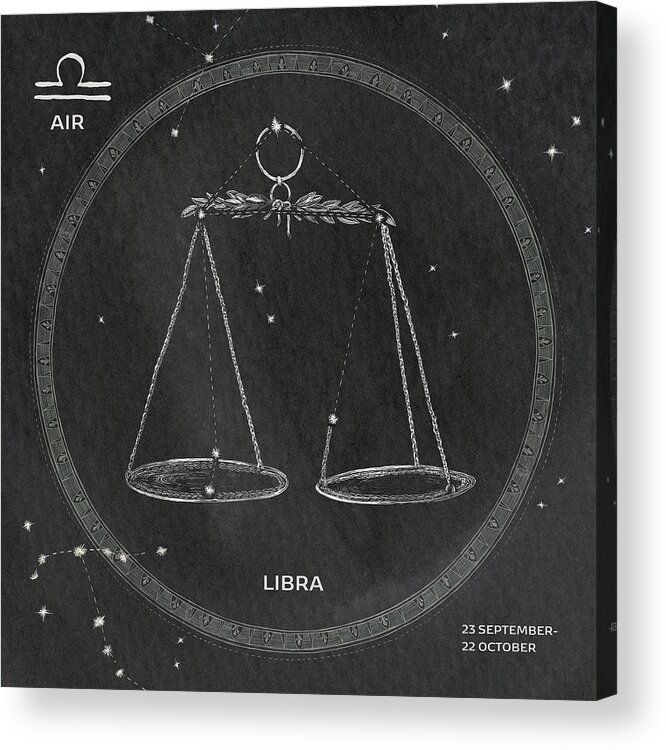 Air Acrylic Print featuring the drawing Night Sky Libra V2 by Sara Zieve Miller