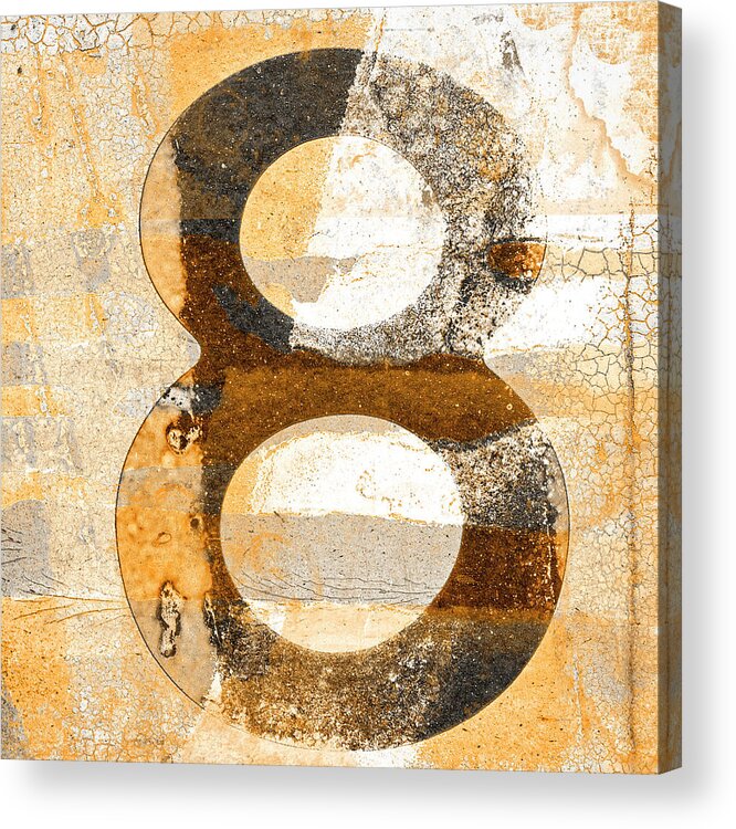 Eight Acrylic Print featuring the mixed media Number 8 in Sepia Brown Beige by Carol Leigh