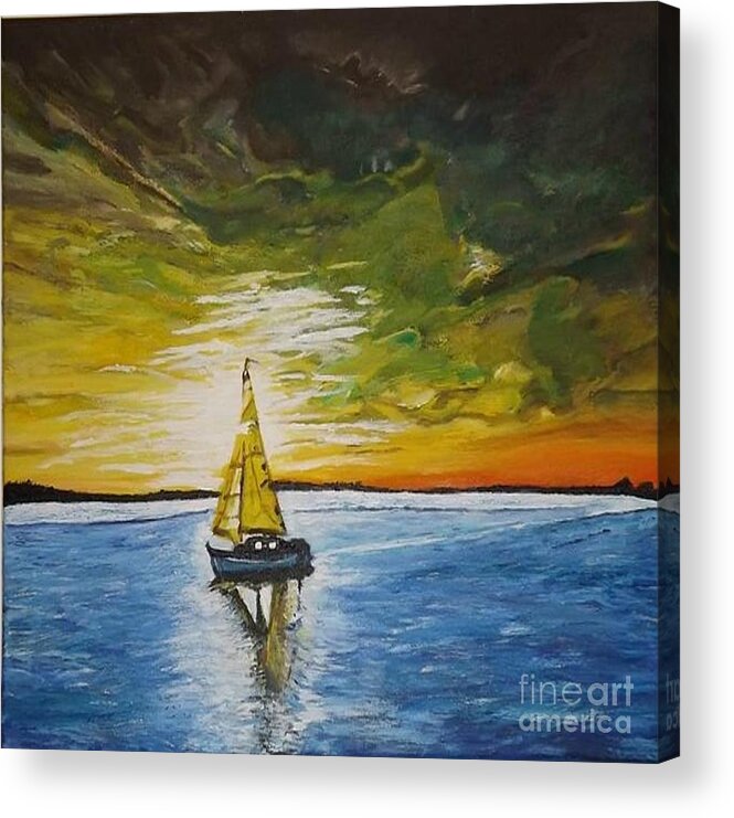 Acrylic Painting Acrylic Print featuring the painting Ocean Voyage by Denise Morgan
