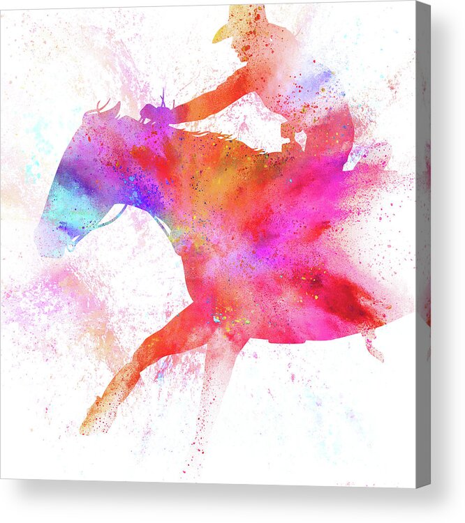 Painted Cowgirl 04 Acrylic Print featuring the mixed media Painted Cowgirl 04 by Lightboxjournal