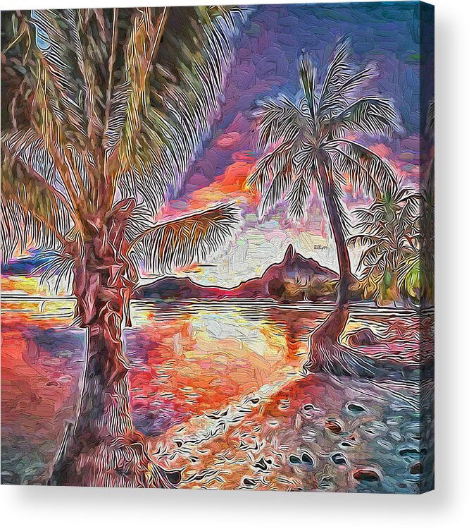 Paint Acrylic Print featuring the painting Palm fantasy by Nenad Vasic