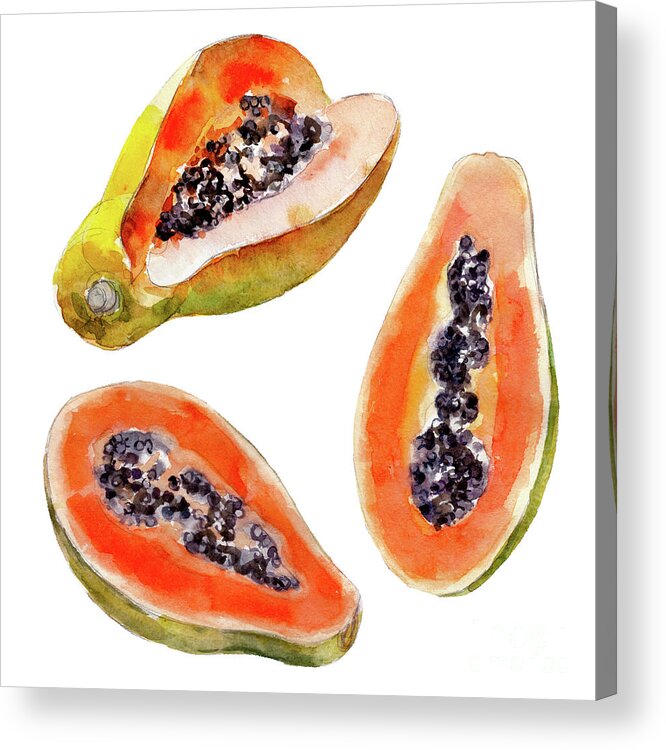 Art Acrylic Print featuring the digital art Papaya Fruit Isolated On White by Viktor Kashin