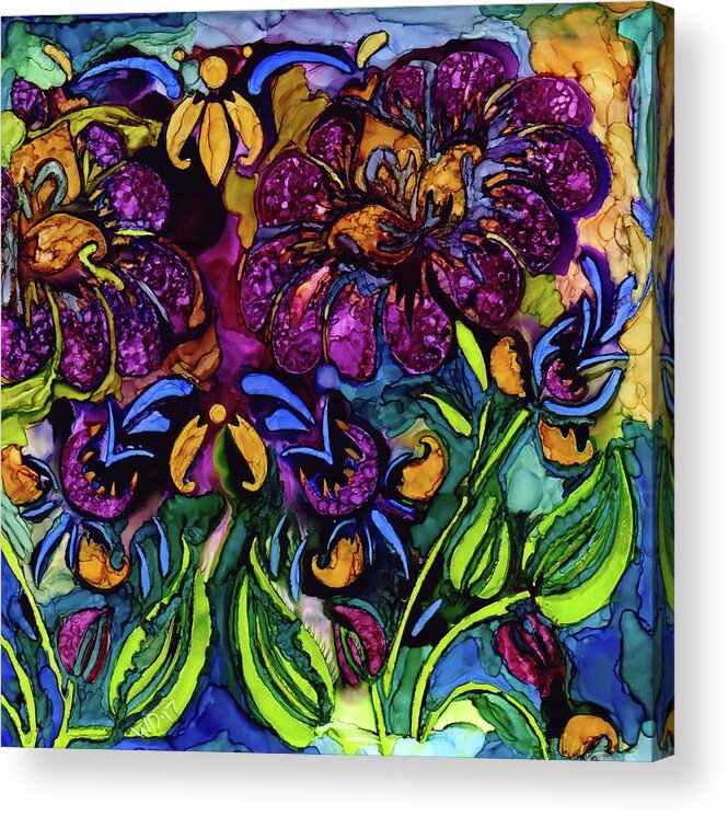 Flowers Acrylic Print featuring the painting Paradise by Winona's Sunshyne