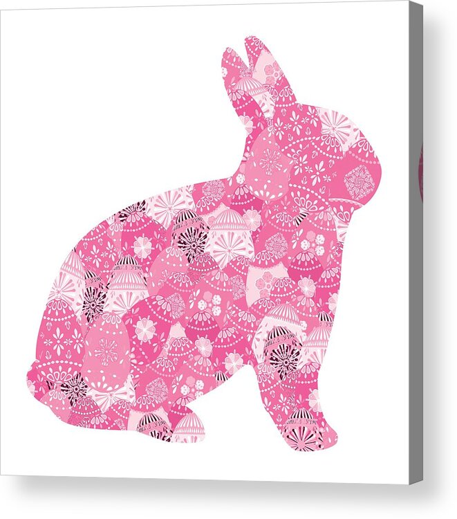 Bunny Acrylic Print featuring the digital art Patchwork Pink Bunny by Marianne Campolongo