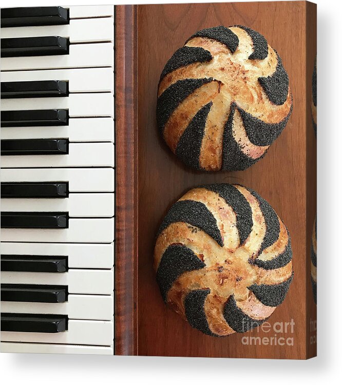 Bread Acrylic Print featuring the photograph Piano And Poppy Seed Swirl Sourdough 3 by Amy E Fraser