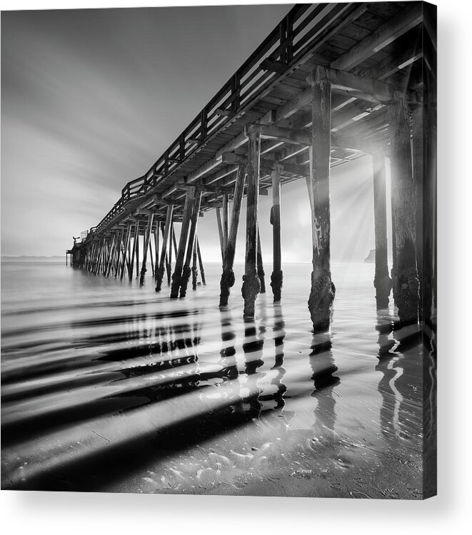 Pier And Shadows Acrylic Print featuring the photograph Pier And Shadows by Moises Levy