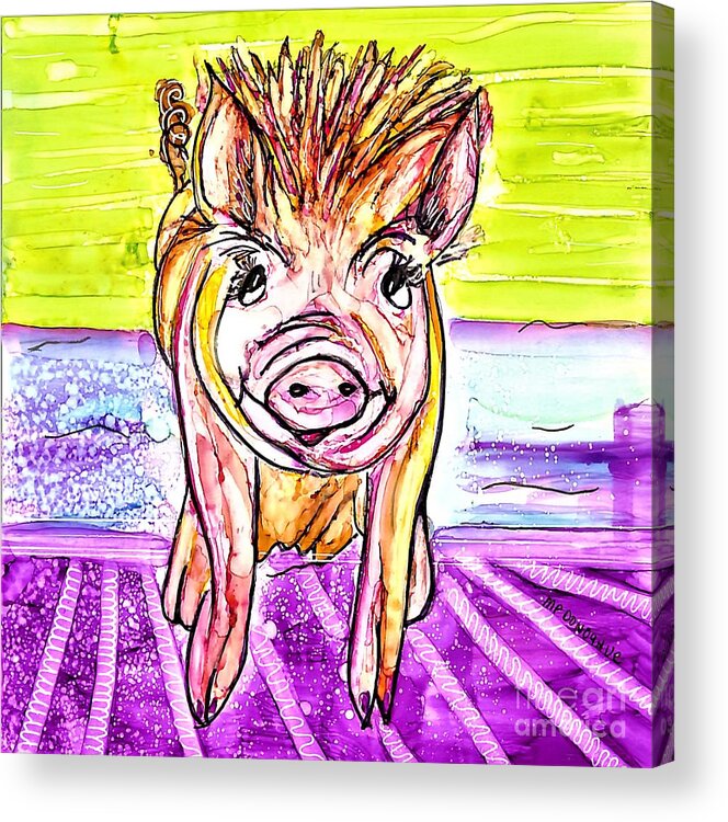 Farm Animal Acrylic Print featuring the painting Piglet by Patty Donoghue