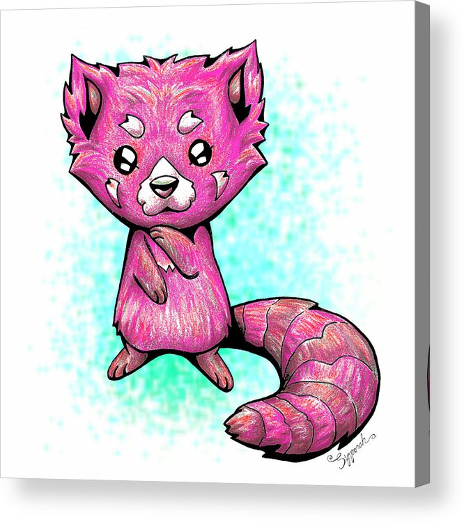 Panda Acrylic Print featuring the drawing Pink Panda by Sipporah Art and Illustration