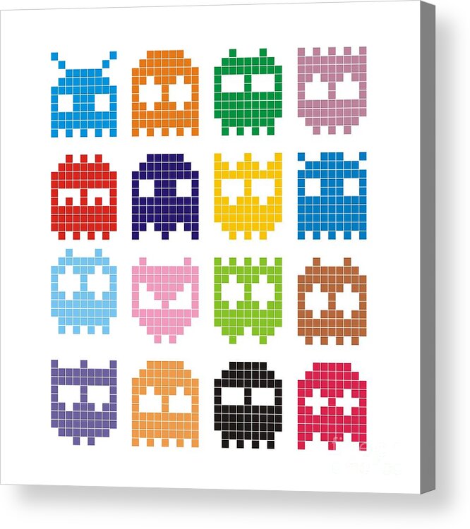 Symbol Acrylic Print featuring the digital art Pixel Monster Icon by Lazyvector
