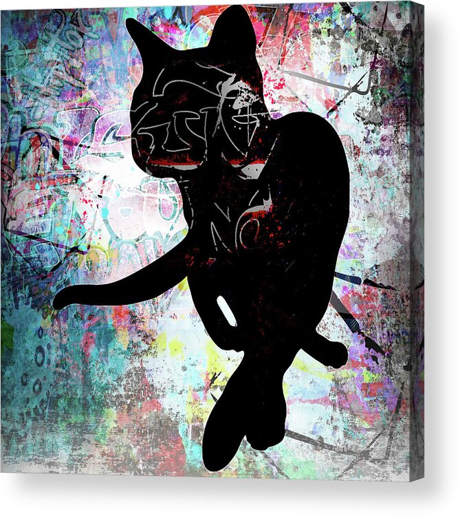 Playful Kitty 5 Acrylic Print featuring the mixed media Playful Kitty 5 by Lightboxjournal