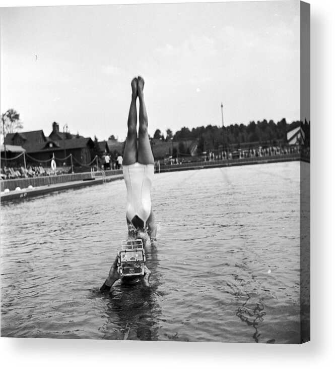 1950-1959 Acrylic Print featuring the photograph Pool Photographer by Three Lions