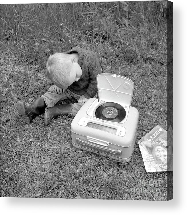 45 Rpm Record Acrylic Print featuring the photograph Portable Radio And Record Player Looked, Sweden, 1960s by 