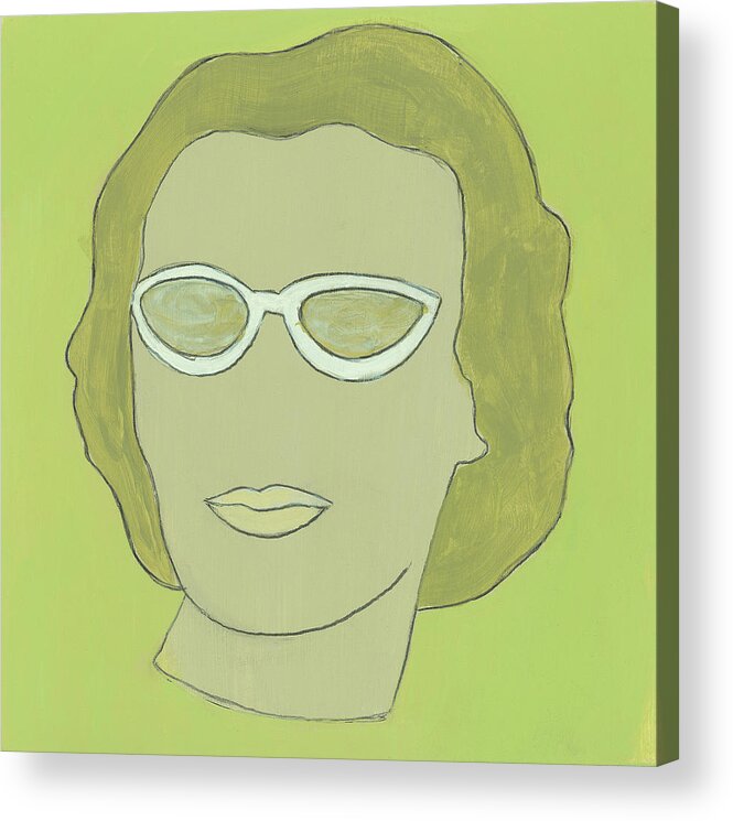 Accessories Acrylic Print featuring the drawing Portrait of a Woman Wearing Sunglasses by CSA Images
