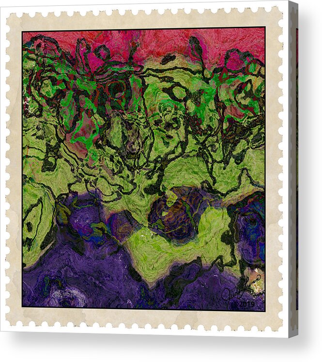 Oil Pastel Acrylic Print featuring the mixed media Postage 10 by Judi Lynn