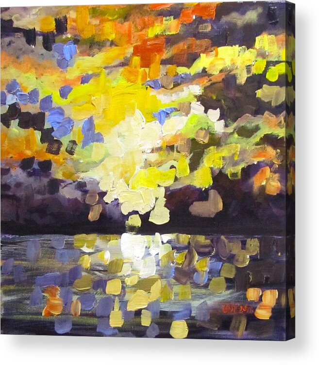 Sky Acrylic Print featuring the painting Primarily Yellow sky by Barbara O'Toole