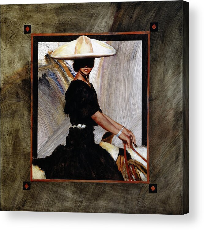 Mexican Woman On Horseback Acrylic Print featuring the painting Prominaire by J. E. Knauf