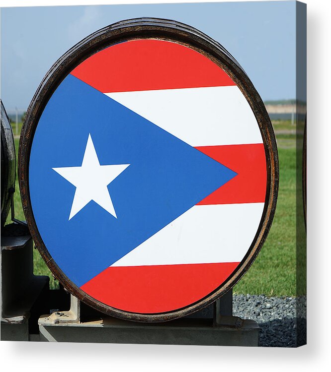 Richard Reeve Acrylic Print featuring the photograph Puerto Rico Rum Barrel by Richard Reeve