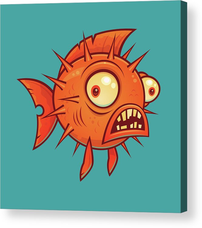 Pufferfish Acrylic Print featuring the digital art Pufferfish by John Schwegel