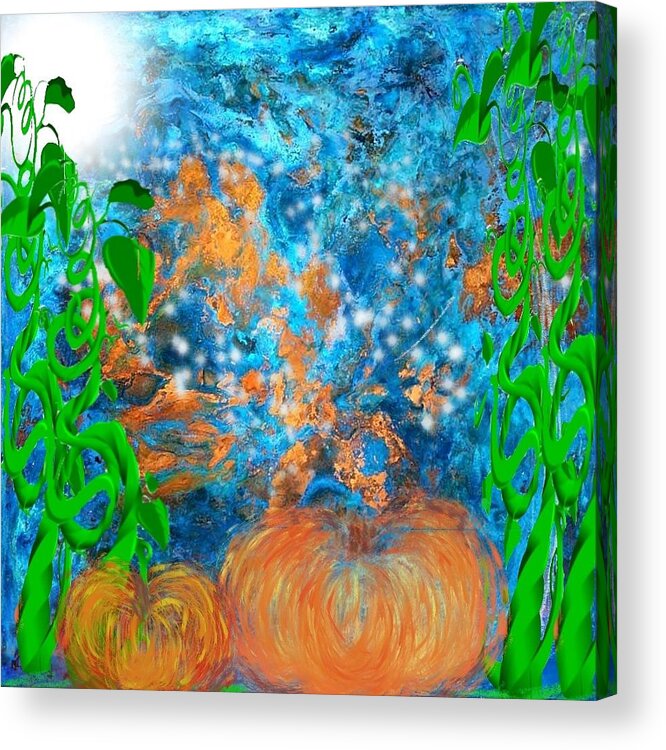 Pumpkin Patch Acrylic Print featuring the painting Pumpkin patch by Kelly Dallas