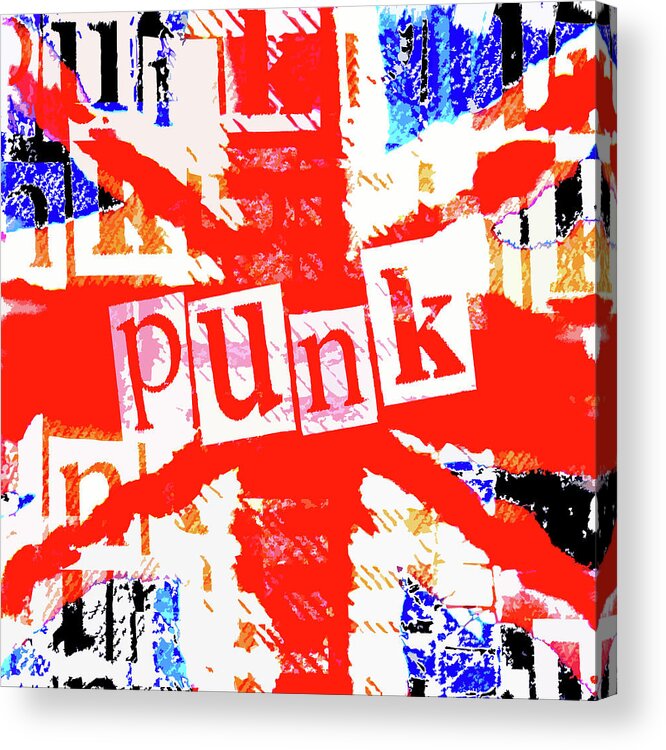 Punk Acrylic Print featuring the digital art Punk Union Jack Graphic by Roseanne Jones