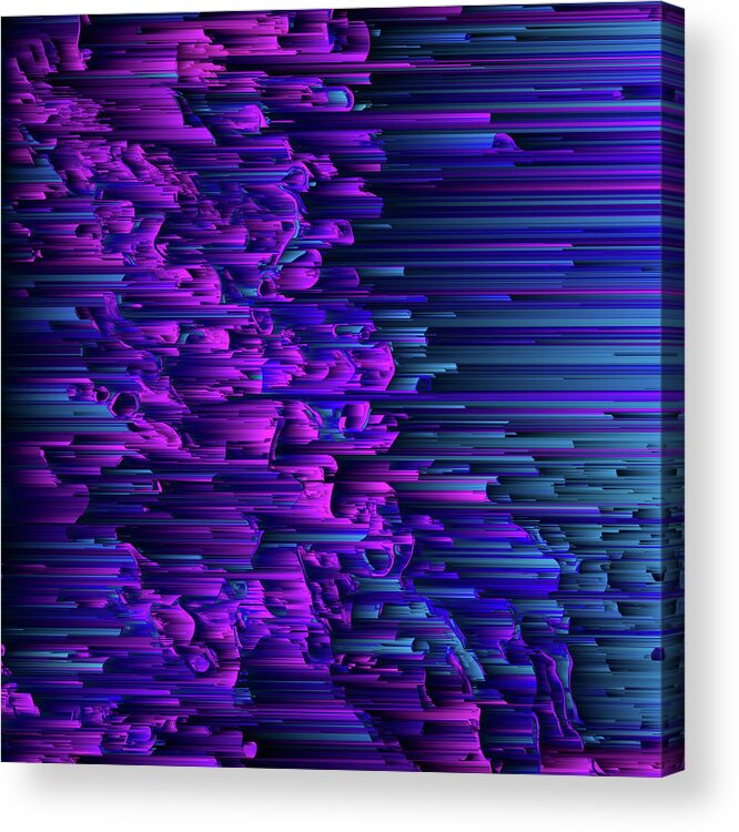 Glitch Acrylic Print featuring the digital art Purple Haze by Jennifer Walsh