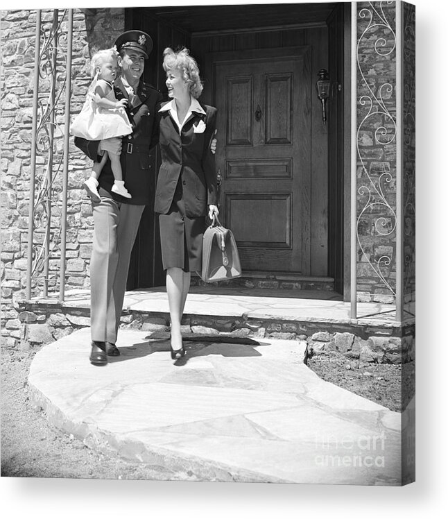 Child Acrylic Print featuring the photograph Reagan With Wife Wyman And Daughter by Bettmann
