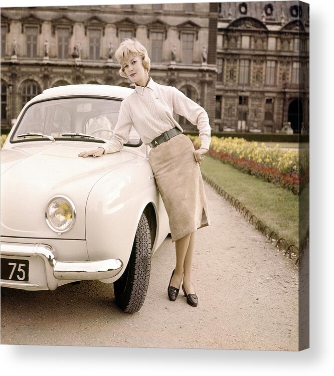 1950-1959 Acrylic Print featuring the photograph Renault Dauphine Presentation In 1956 by Keystone-france