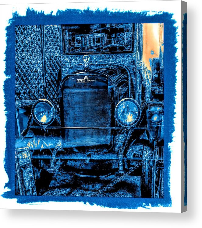 Reo Speed Wagon Acrylic Print featuring the photograph REO Speed Wagon Blue Grunge by Joan Stratton