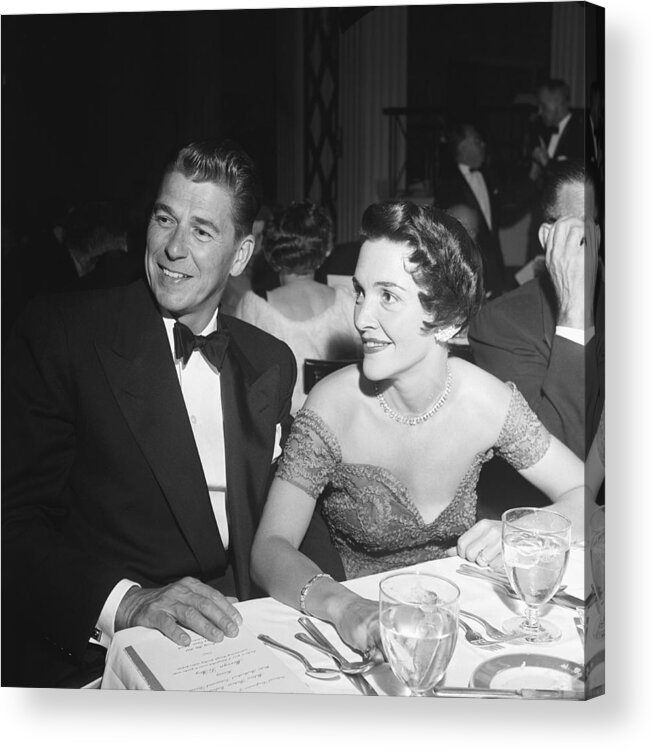 People Acrylic Print featuring the photograph Ronald Reagan With Wife Nancy by Michael Ochs Archives