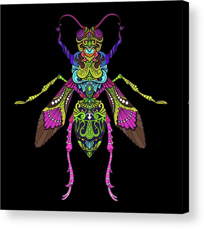 Adorable Acrylic Print featuring the painting Rubino Bug Wasp Bee Insect by Tony Rubino