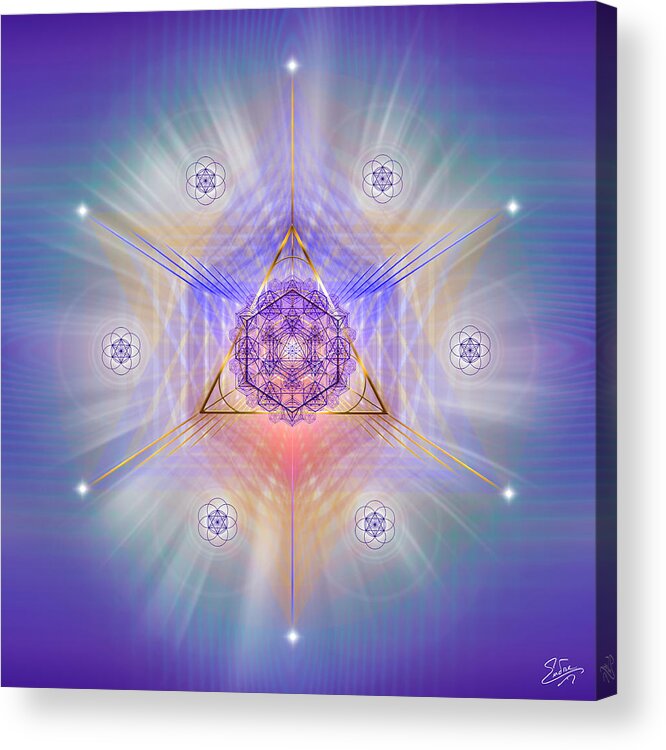 Endre Acrylic Print featuring the digital art Sacred Geometry 734 by Endre Balogh