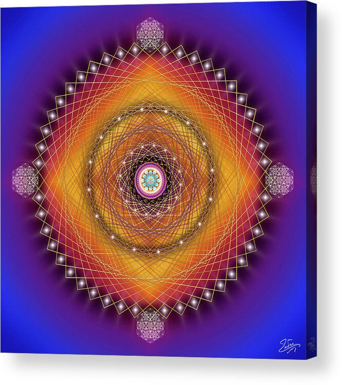 Endre Acrylic Print featuring the digital art Sacred Geometry 766 by Endre Balogh