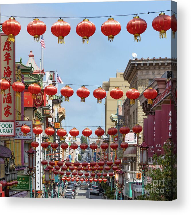 Wingsdomain Acrylic Print featuring the photograph San Francisco Chinatown Lanterns R428 sq by Wingsdomain Art and Photography