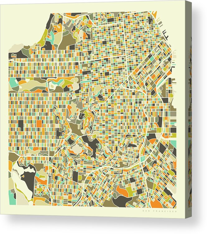 San Francisco Map Acrylic Print featuring the digital art San Francisco Map 1 by Jazzberry Blue