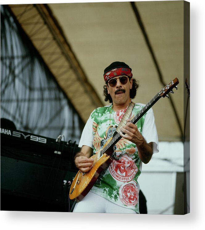 Headband Acrylic Print featuring the photograph Santana Performs At New Orleans by David Redfern