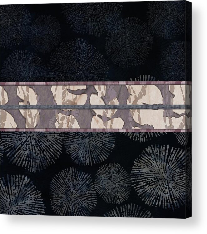 Mismatched Prints Acrylic Print featuring the digital art Sea Urchin Contrast Obi Print by Sand And Chi